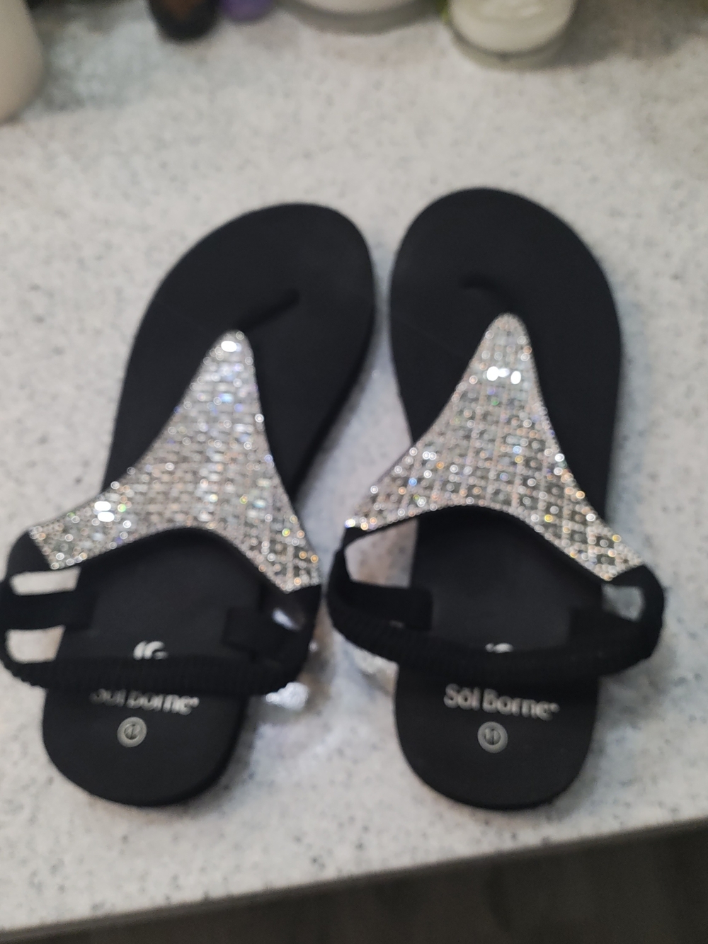 Black Rhinestone👑🫵✨ T-Strap Women's Sandals